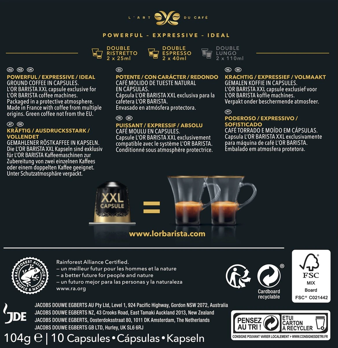 L'OR BARISTA XXL Ristretto (11) - 5 X 10 Koffiecups - Afbeelding 2