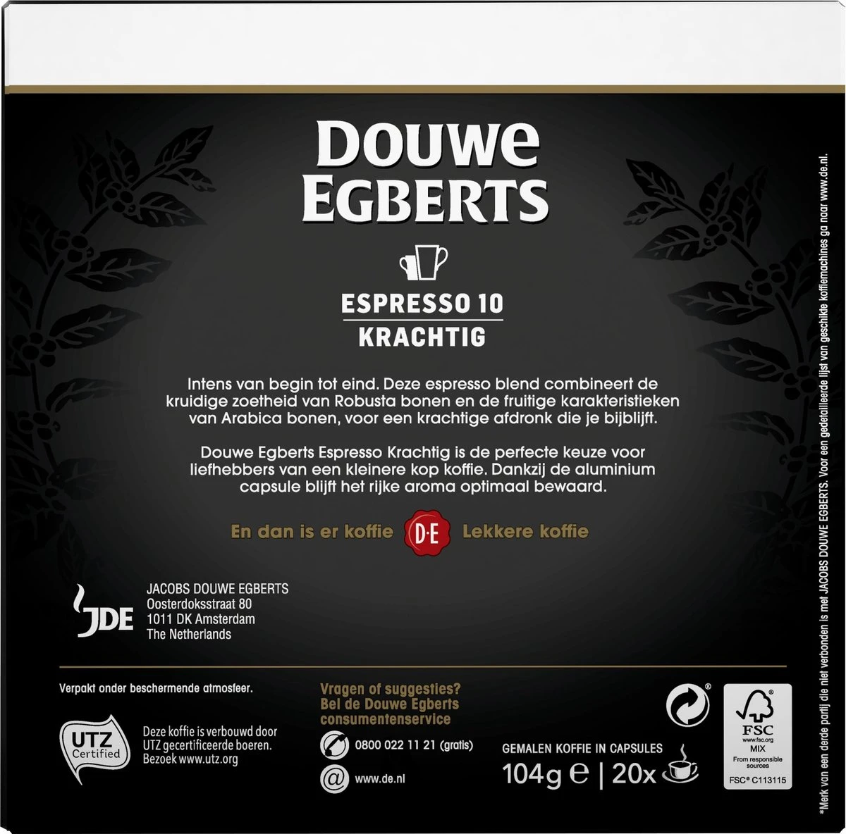 Douwe Egberts Espresso Krachtig Koffiecups - Intensiteit 10/12 - 10 X 20 Capsules - Afbeelding 3