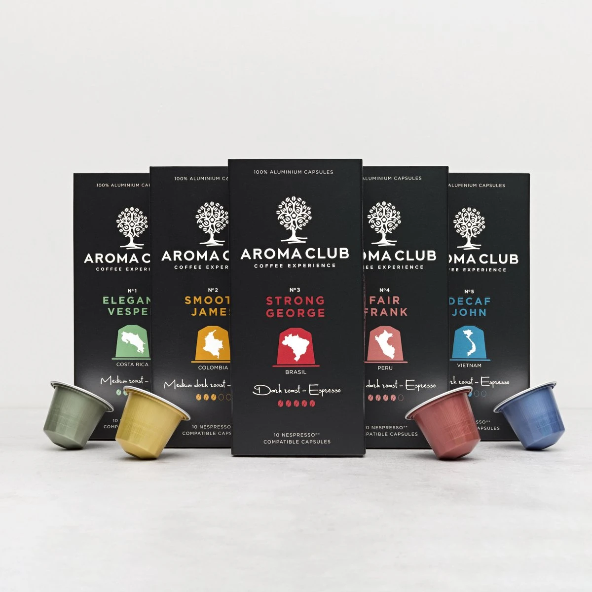 Aroma Club - Nespresso Compatible Capsules (120 St.) - No. 3 Strong George - Intensiteit 5/5 - Espresso - 100% Aluminium Koffiecups - Afbeelding 6