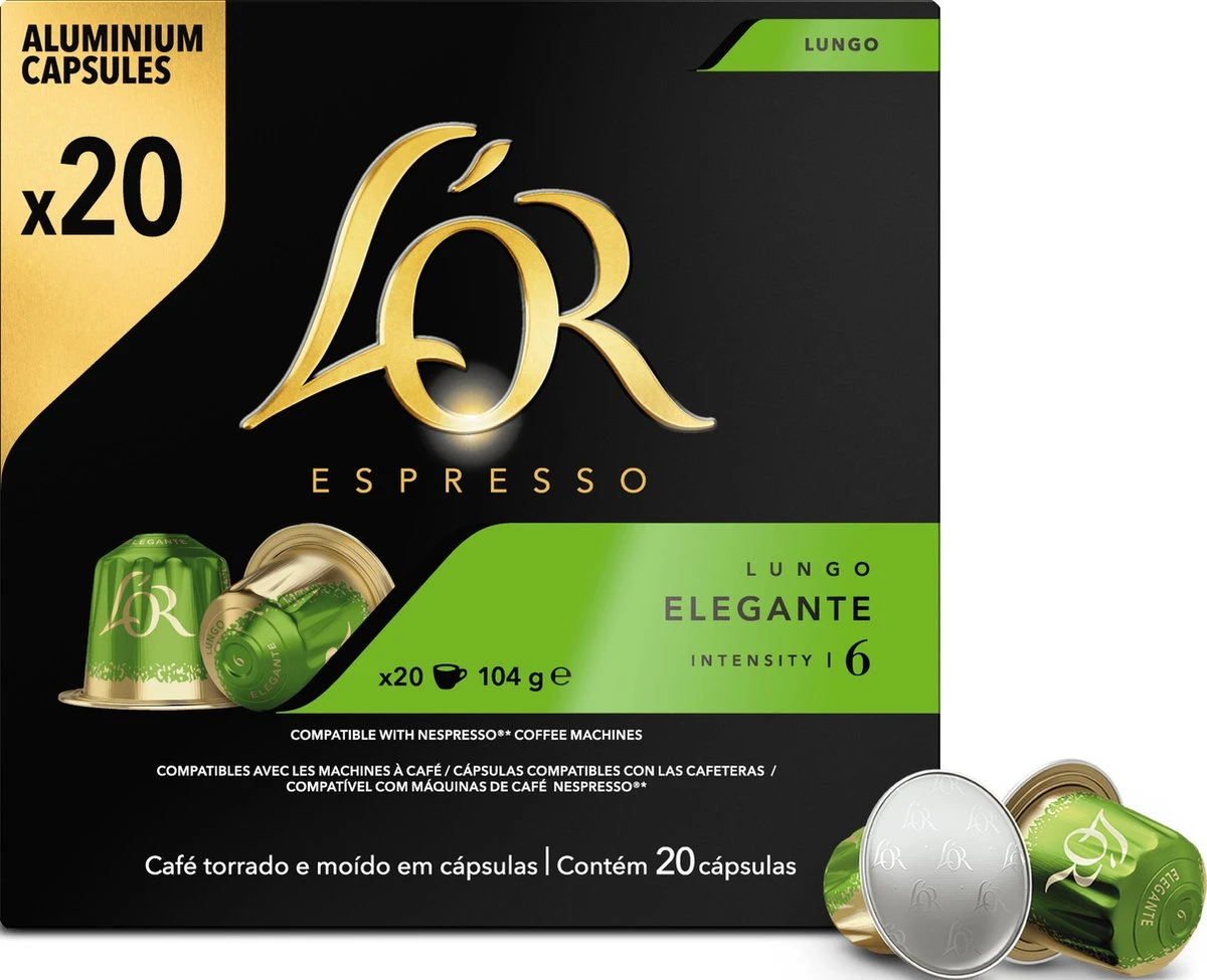 L'OR Lungo Elegante Koffiecups - Intensiteit 6/12 - 10 X 20 Capsules - Afbeelding 4