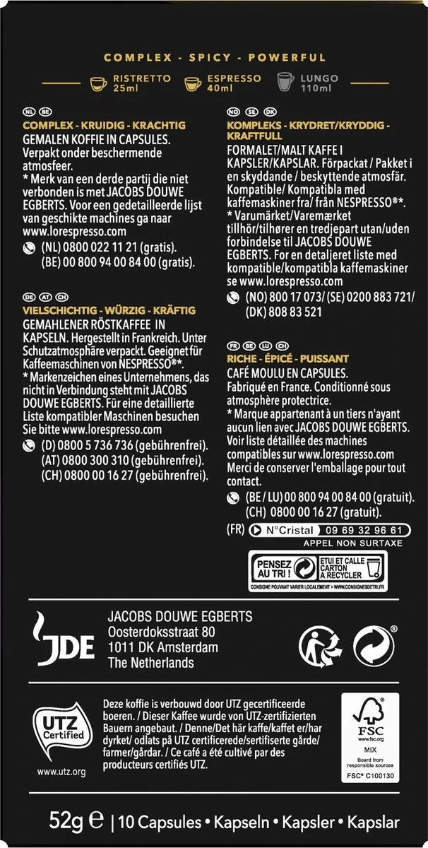 L'OR Espresso Supremo Koffiecups - Intensiteit 10/12 - 10 X 10 Capsules - Afbeelding 2