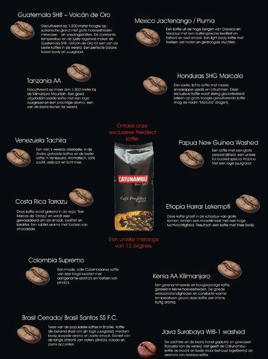 Catunambú Predilect Koffiebonen 1 Kilo - Premium Kwaliteit - Horecakoffie Voor Thuis - Ultiem Koffiegenot - Afbeelding 4